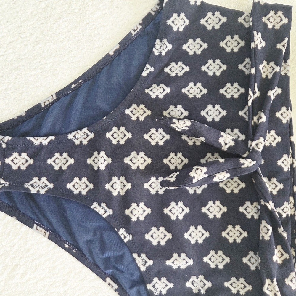 Tory Burch ✨️ Navy Double Diamond Two Piece Women's Swimsuit Size M - Picture 6 of 14